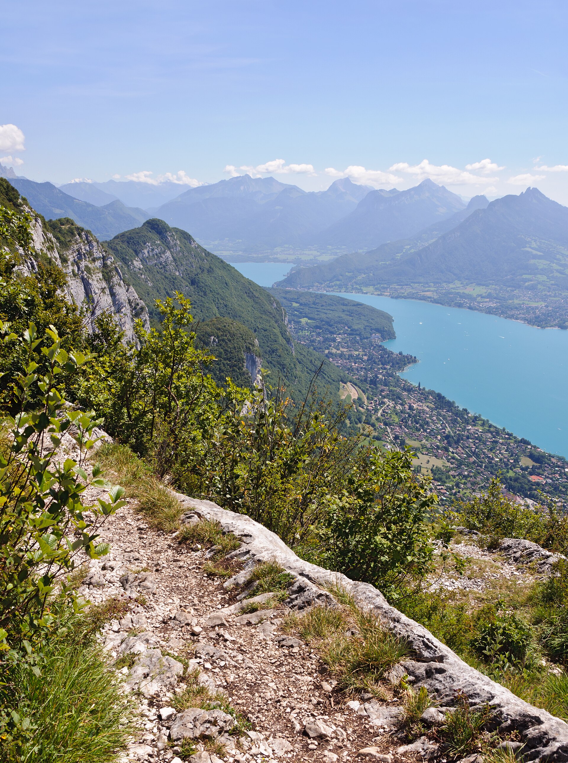 Rocky trail on Mont Veyrier above Lake Annecy